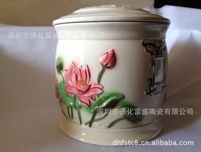 【殯葬用品批發 陶瓷骨灰罐 撿骨專用骨灰罐 雙龍雙鳳骨灰罐】價格,廠家,圖片,深圳市德化富盛陶瓷-